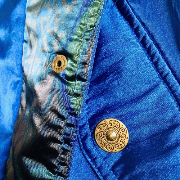 Vintage Obermeyer Retro Stardust Blue Hooded Ski Jacket Junior’s 16 Women’s M/L - Picture 4 of 11